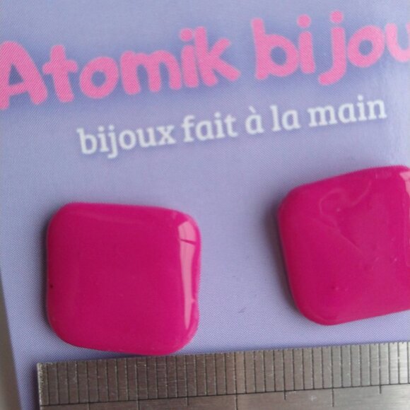 Handmade pink polymer clay earrings. Boucles d'oreilles fait à la main - Picture 7 of 7